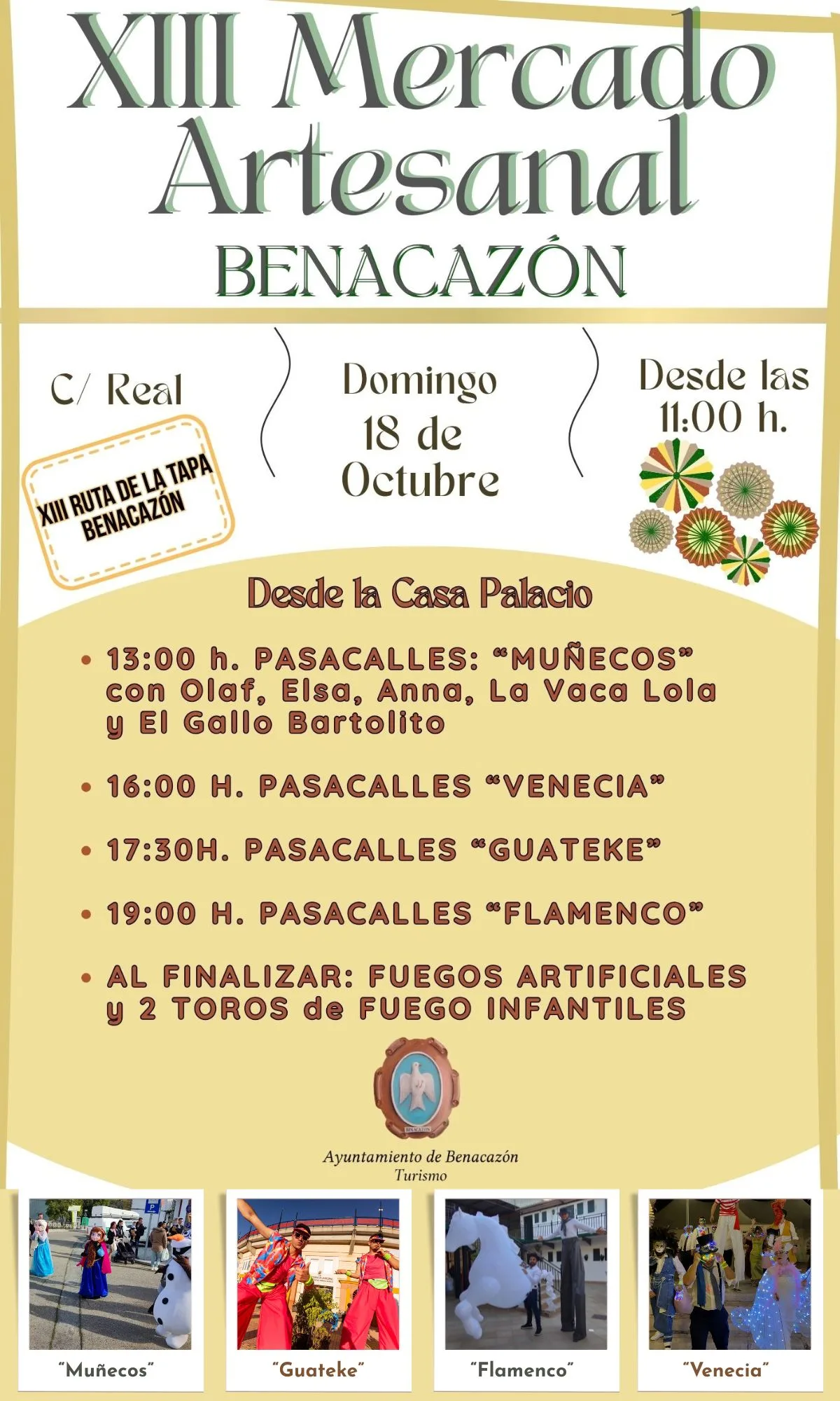 Mercado artesanal en la calle Real de Benacazón