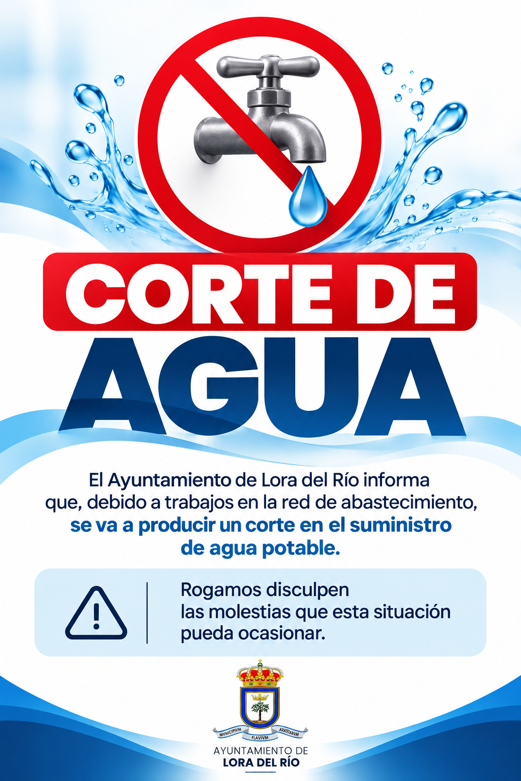 Image for the story: Water cut tonight around Calle Betis in Lora del Río
