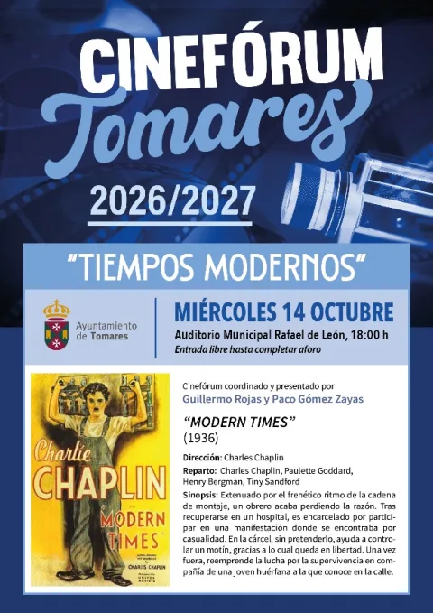 Image for the story: Tomares screens "Modern Times" this Wednesday at CineFórum
