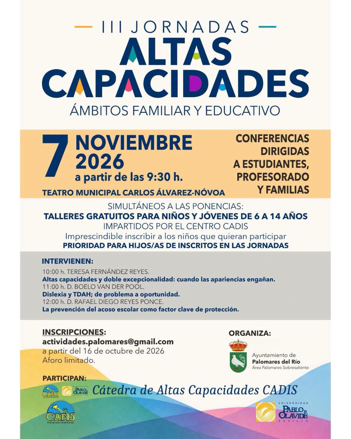 Imagen de la noticia: Palomares del Río acoge el 7 de noviembre las III Jornadas de Altas Capacidades