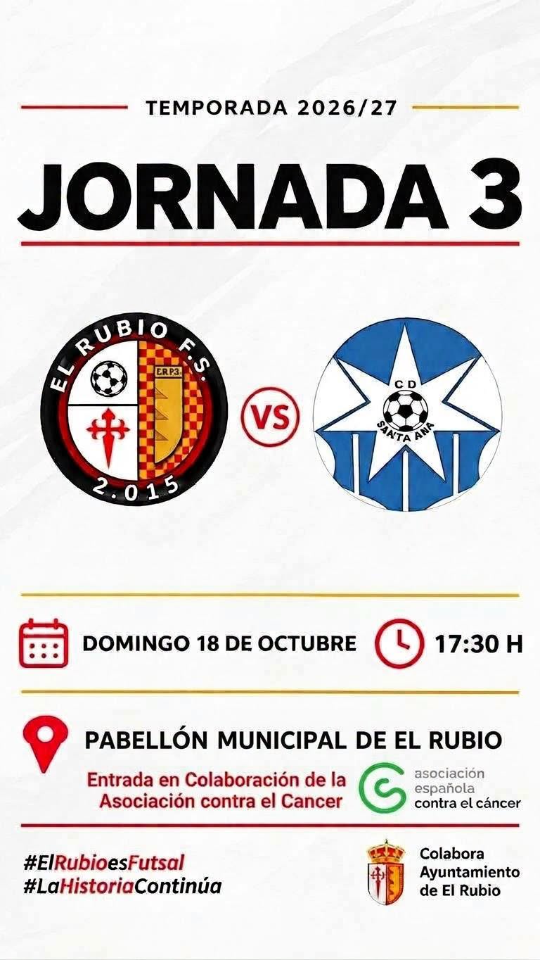 Imagen de la noticia: El Rubio FS y CD Santa Ana juegan el domingo con entrada solidaria contra el cáncer