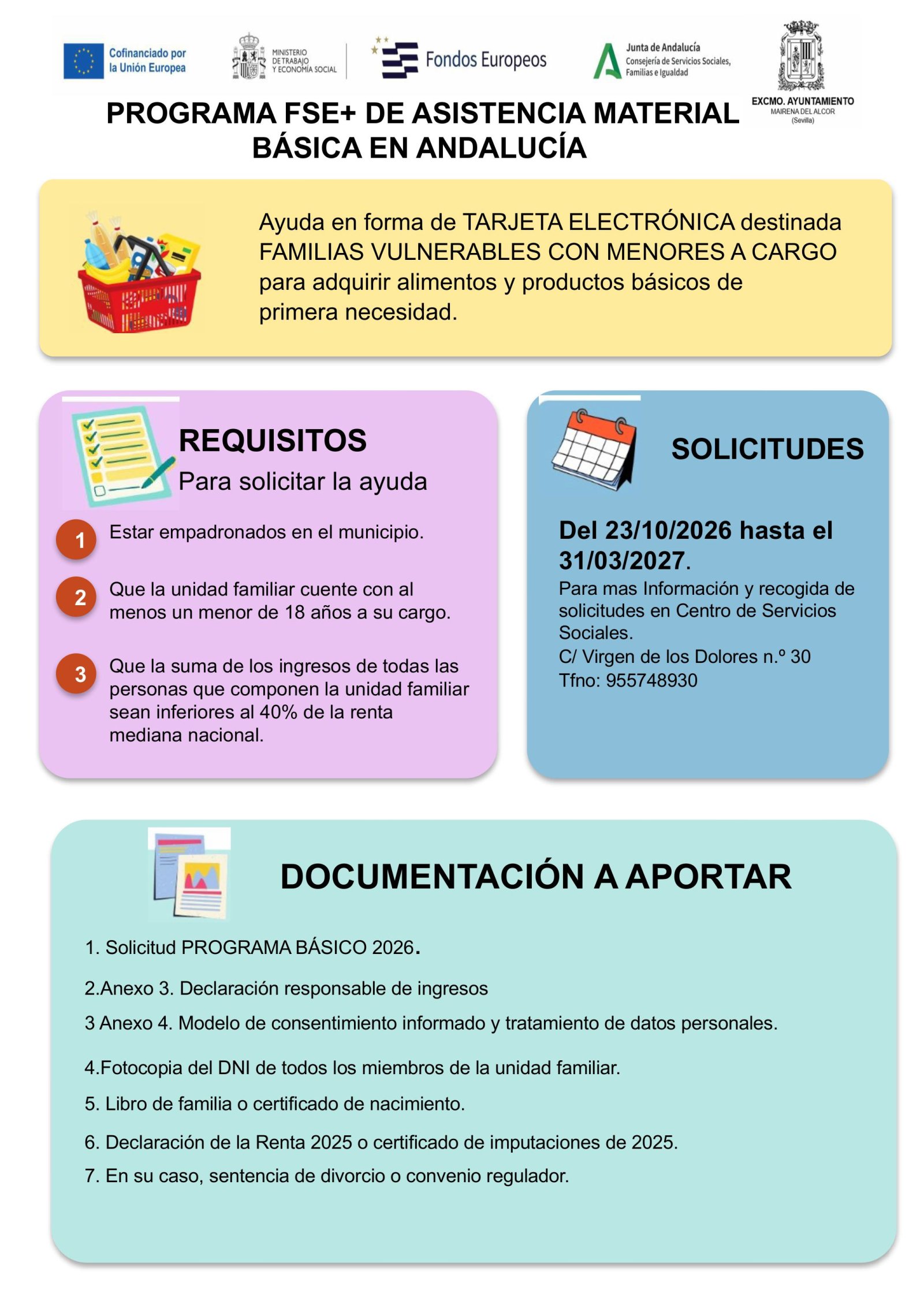 Imagen de la noticia: Abierto el plazo para pedir la tarjeta de alimentos en Mairena del Alcor