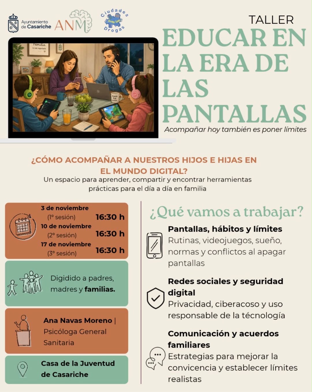 Imagen de la noticia: Casariche abre la inscripción para un taller sobre pantallas y familia