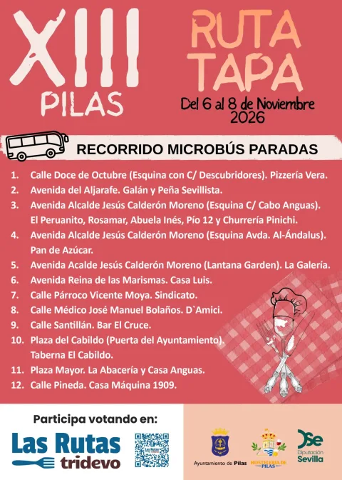 Imagen de la noticia: Pilas celebra del 6 al 8 de noviembre su 13ª Ruta de la Tapa