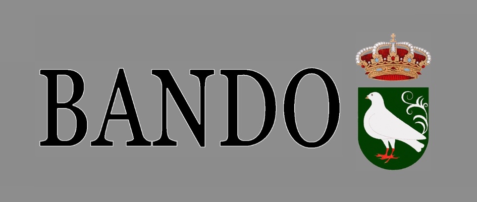 La palabra BANDO en letras negras grandes junto a un escudo con corona y una paloma blanca sobre fondo verde.